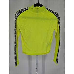 Divided for H&M Womens Sz S Cropped Long Sleeve Knit Top Neon Yellow Black